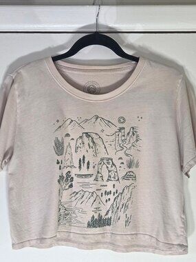 Parks Project Crop Tee Medium 100% Cotton USA Made Cream Color